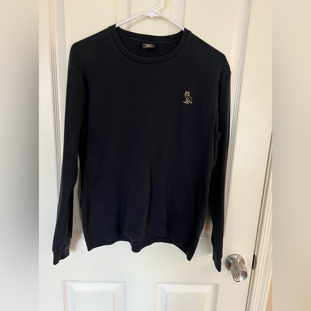 OVO Black Long Sleeve Tee with Gold Logo